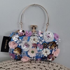 Bebe Multicolor Floral Embellished Clutch